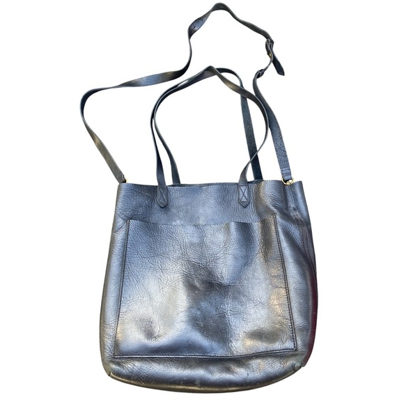 Madewell Black Leather traveler Tote with crossbody strap Design minimalist - Picture 1 of 6